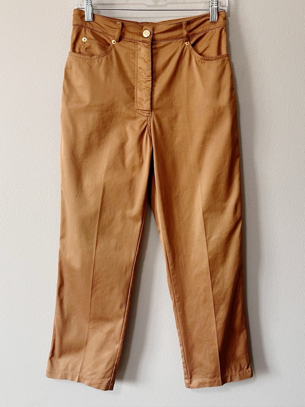 St. John Sport Camel Tan Straight Leg Cropped Pants Size US 4 Workwear Office